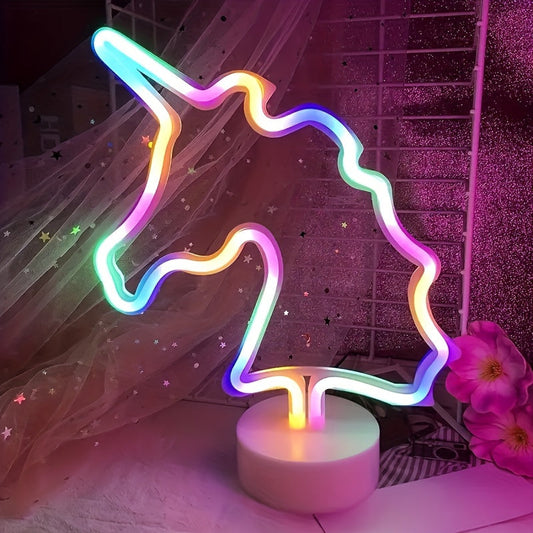 UnicornGlow - Neon Enhörning USB Skrivbordslampa för Fest & Dekoration