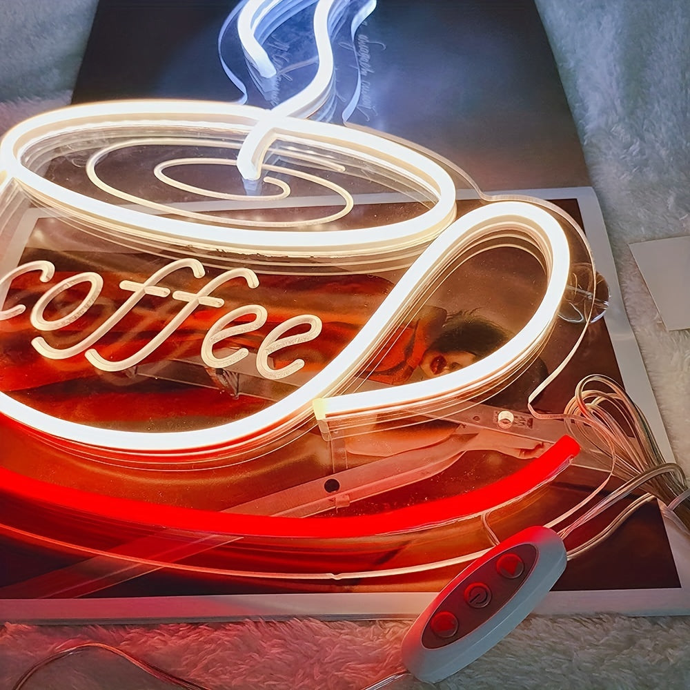 LED-Neon Kaffekoppar Väggljus