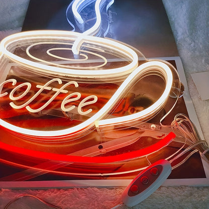 LED-Neon Kaffekoppar Väggljus