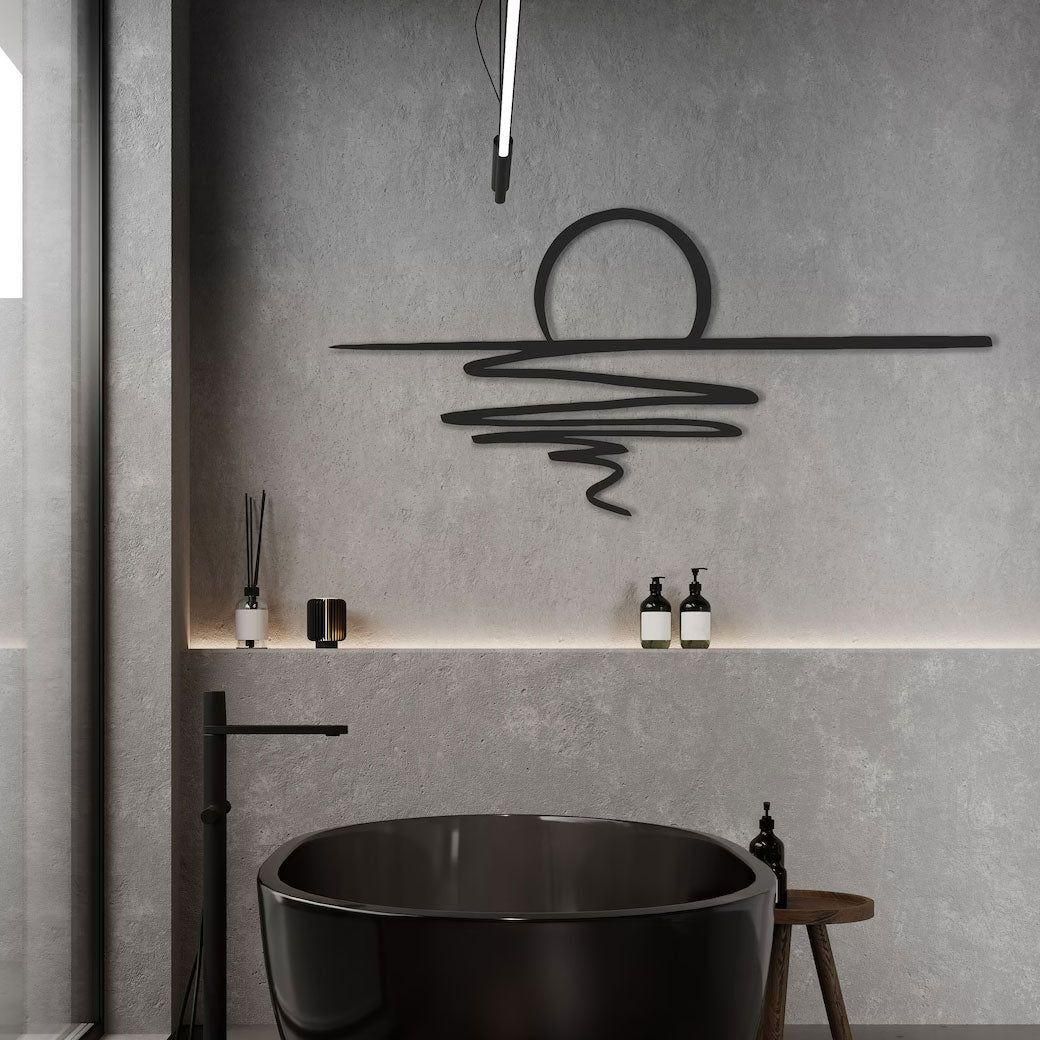 SmokeWhirl Dekor - Minimalistisk Curling Rök Metall Väggdekoration