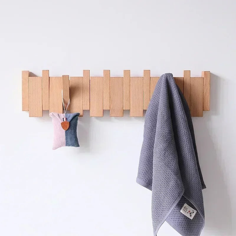 Lyxig Vägghängd Trä Klädhängare – Piano Design Entré Organiser för Nycklar, Hattar &amp; Jackor