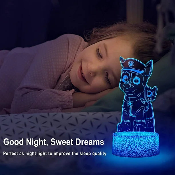 LuxRoyale Paw Patrol Nattlampa för Barn - 3D Tecknad Sängrum Dekor Lampa