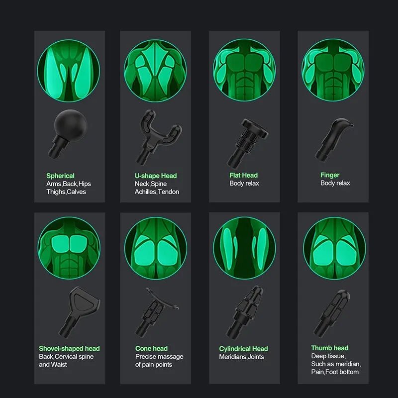 DeepFlex 8 – Elektrisk massagepistol med 8 munstycken för djupvävnadsmassage