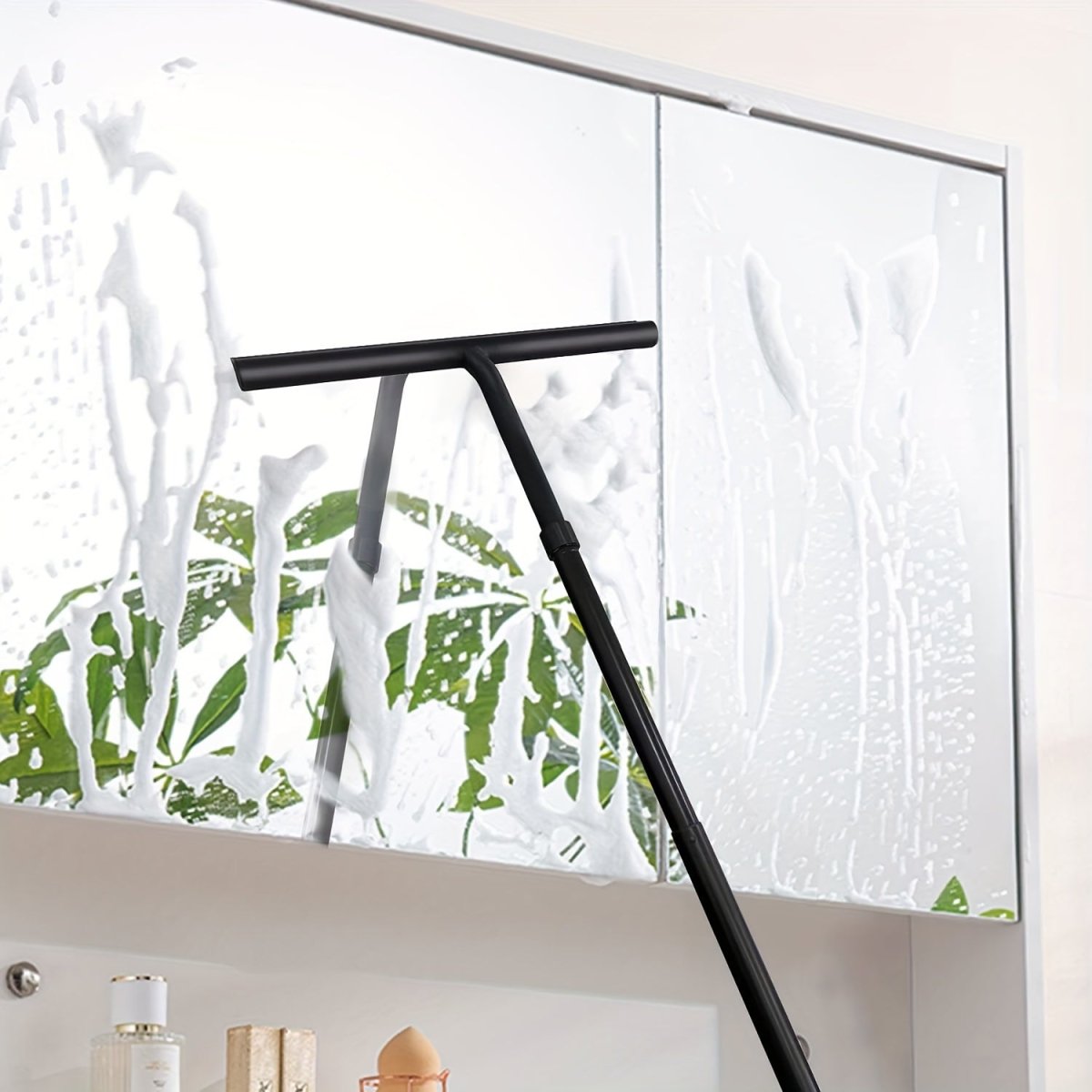 Deluxe Duschskrapa - Teleskopisk 2-i-1 Glas- och Golvrengörare med borrfri fäste