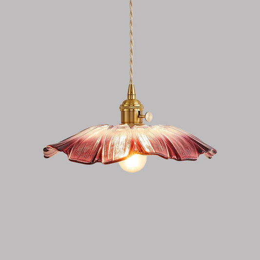 Vintage Floral Glass Pendant Light Fixture for Dining Room - Elegant Retro Design to Illuminate Your Space