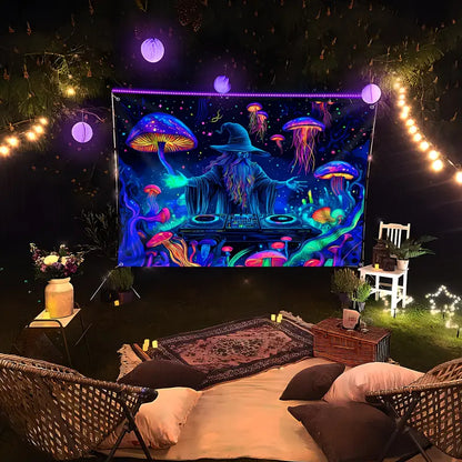 Halloween Fluorescerande väggbonad – Mystisk väggdekoration med ljuseffekt