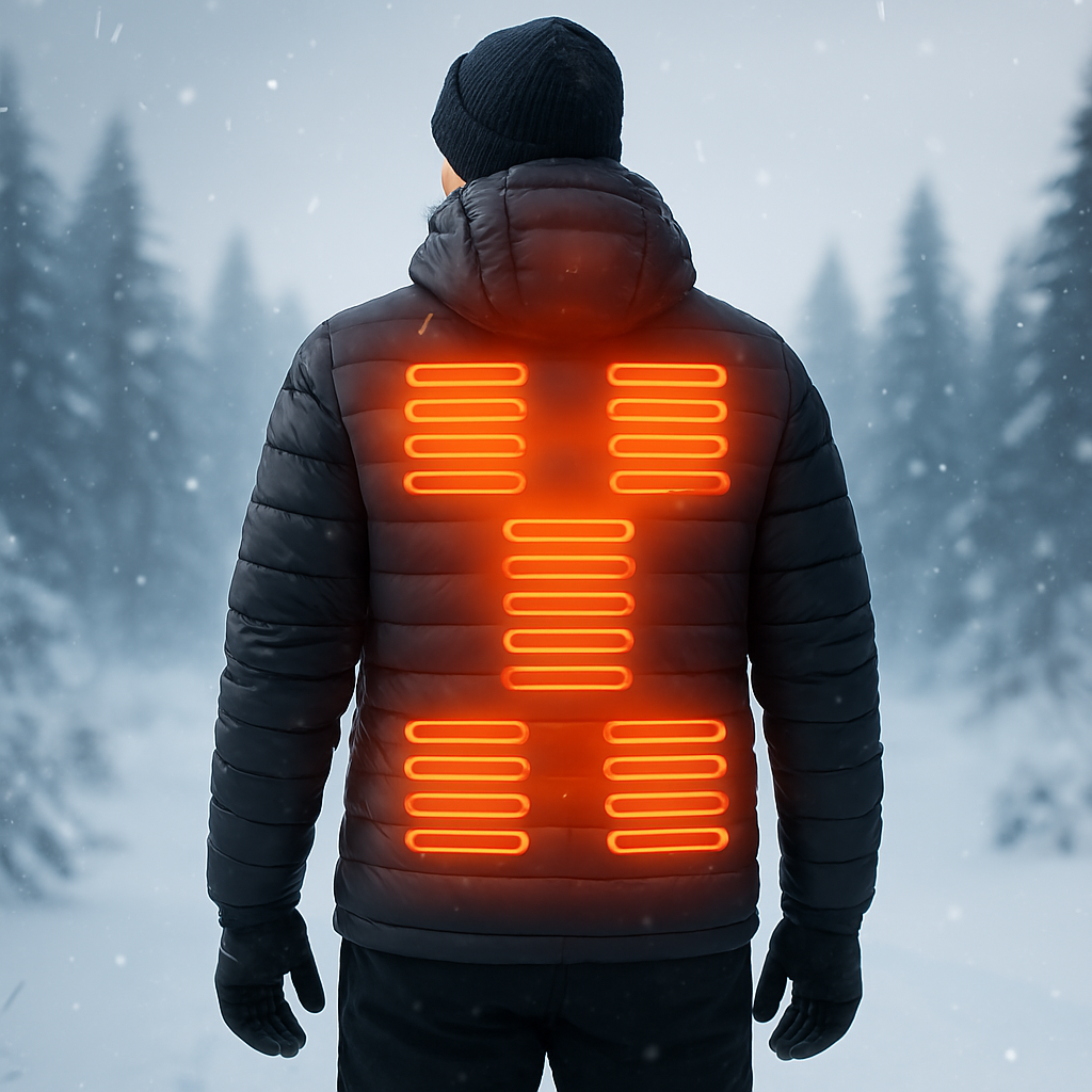 Värmejacka Vattentät USB Vinterjacka Svart