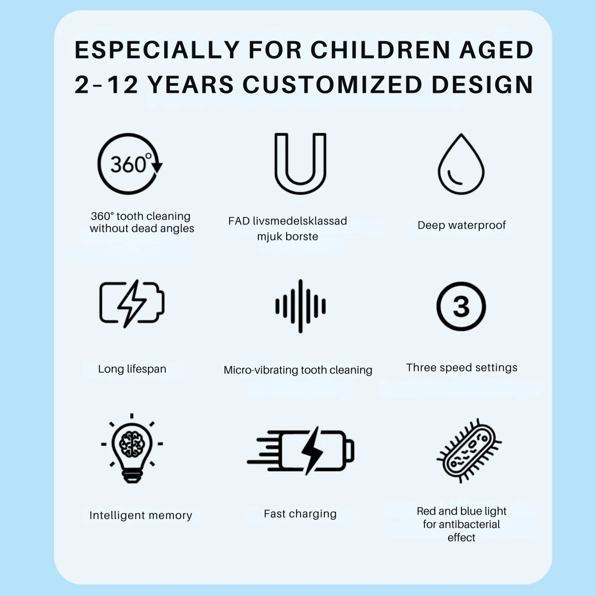 DINO BRUSH – Elektrisk tandborste för barn med 360° rengöring
