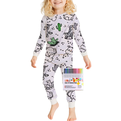Barn Färg-i-bomull Pyjamas Set