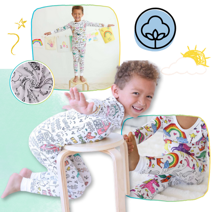 Barn Färg-i-bomull Pyjamas Set