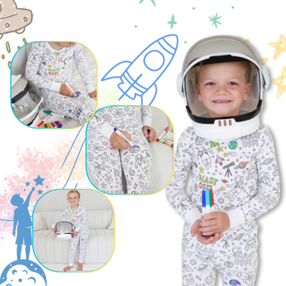 Barn Färg-i-bomull Pyjamas Set
