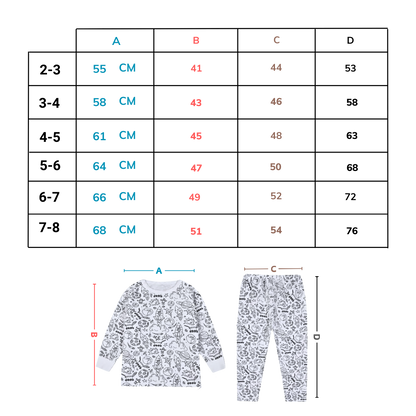 Barn Färg-i-bomull Pyjamas Set
