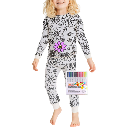 Barn Färg-i-bomull Pyjamas Set