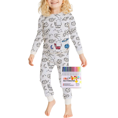 Barn Färg-i-bomull Pyjamas Set