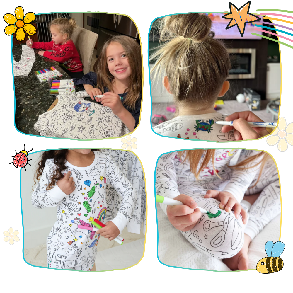 Barn Färg-i-bomull Pyjamas Set