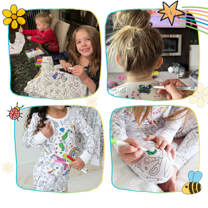 Barn Färg-i-bomull Pyjamas Set