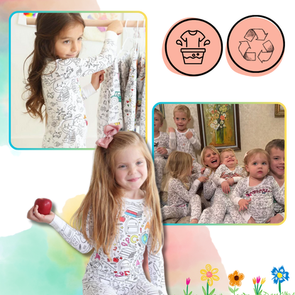 Barn Färg-i-bomull Pyjamas Set