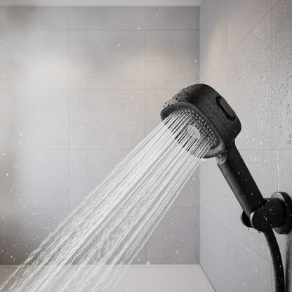 HydraFlow Högtryck Duschhuvud – 3 Strålarter, vattensparande &amp; robust ABS-material