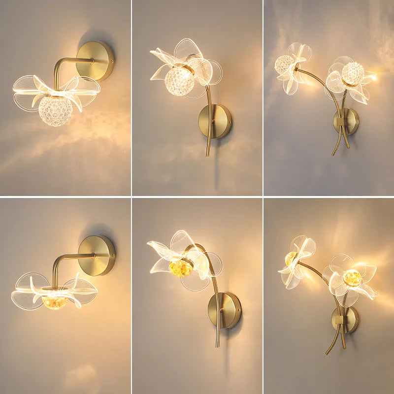 BloomGlow - Modern Blom Vägglampa med LED Belysning