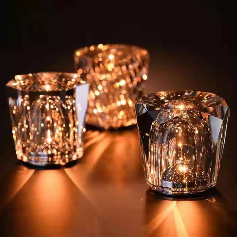 CrystalGlow - Trådlampa i kristall med LED-belysning