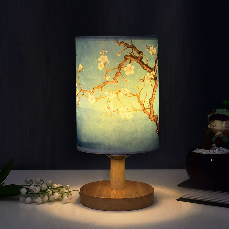 ZenGlow - Dekorativ Japansk Bordslampa med Träbas - Stämningsbelysning