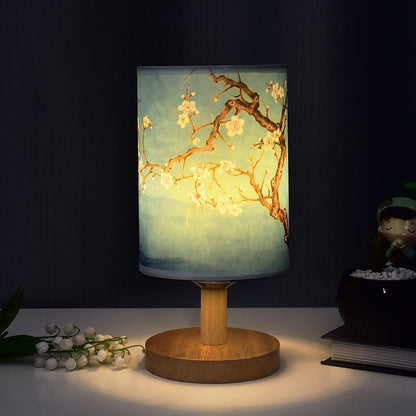 ZenGlow - Dekorativ Japansk Bordslampa med Träbas - Stämningsbelysning