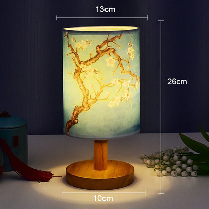 ZenGlow - Dekorativ Japansk Bordslampa med Träbas - Stämningsbelysning