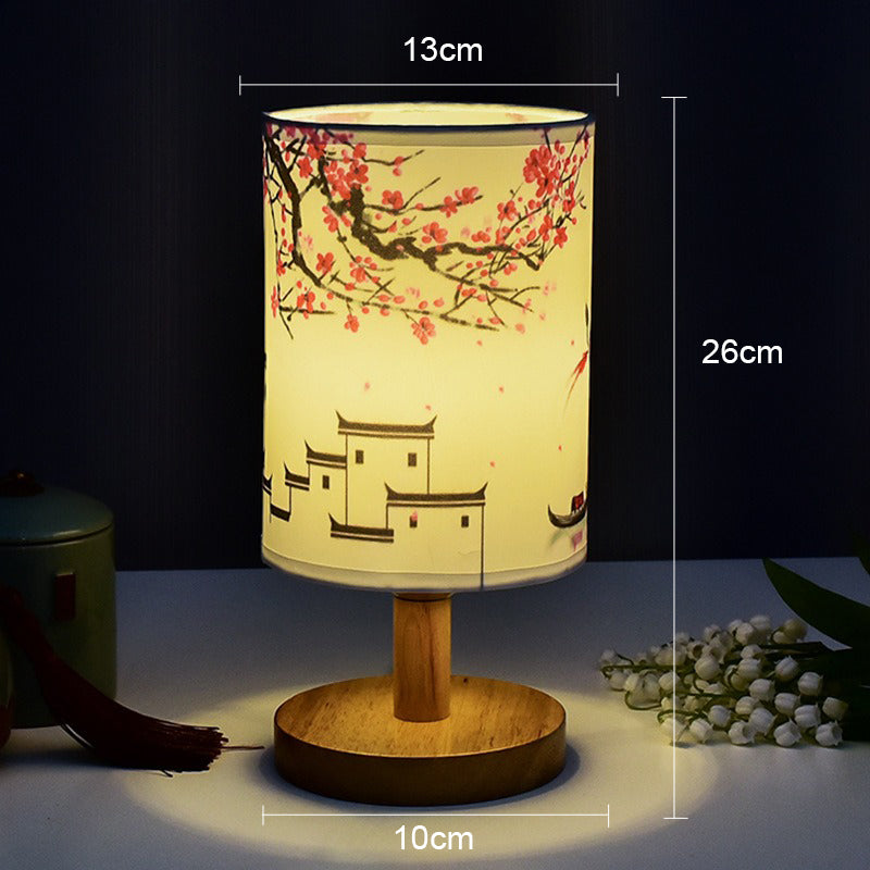 ZenGlow - Dekorativ Japansk Bordslampa med Träbas - Stämningsbelysning