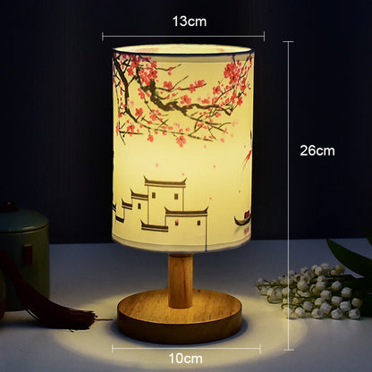 ZenGlow - Dekorativ Japansk Bordslampa med Träbas - Stämningsbelysning