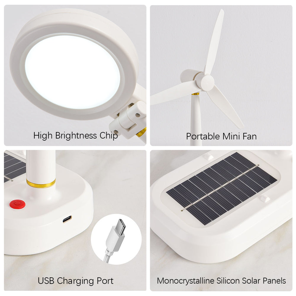 SolarBreeze - Solarlampa med Fläkt – Multifunktionell Bordslampa för Hemmet och Kontoret