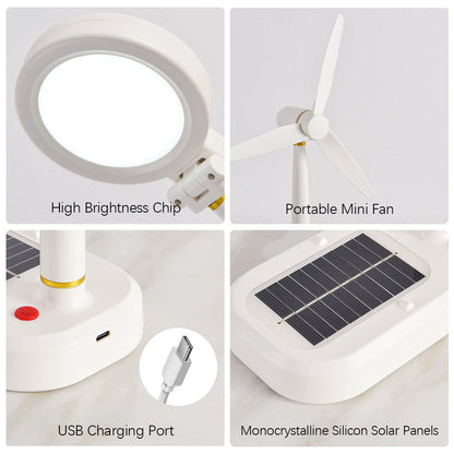 SolarBreeze - Solarlampa med Fläkt – Multifunktionell Bordslampa för Hemmet och Kontoret