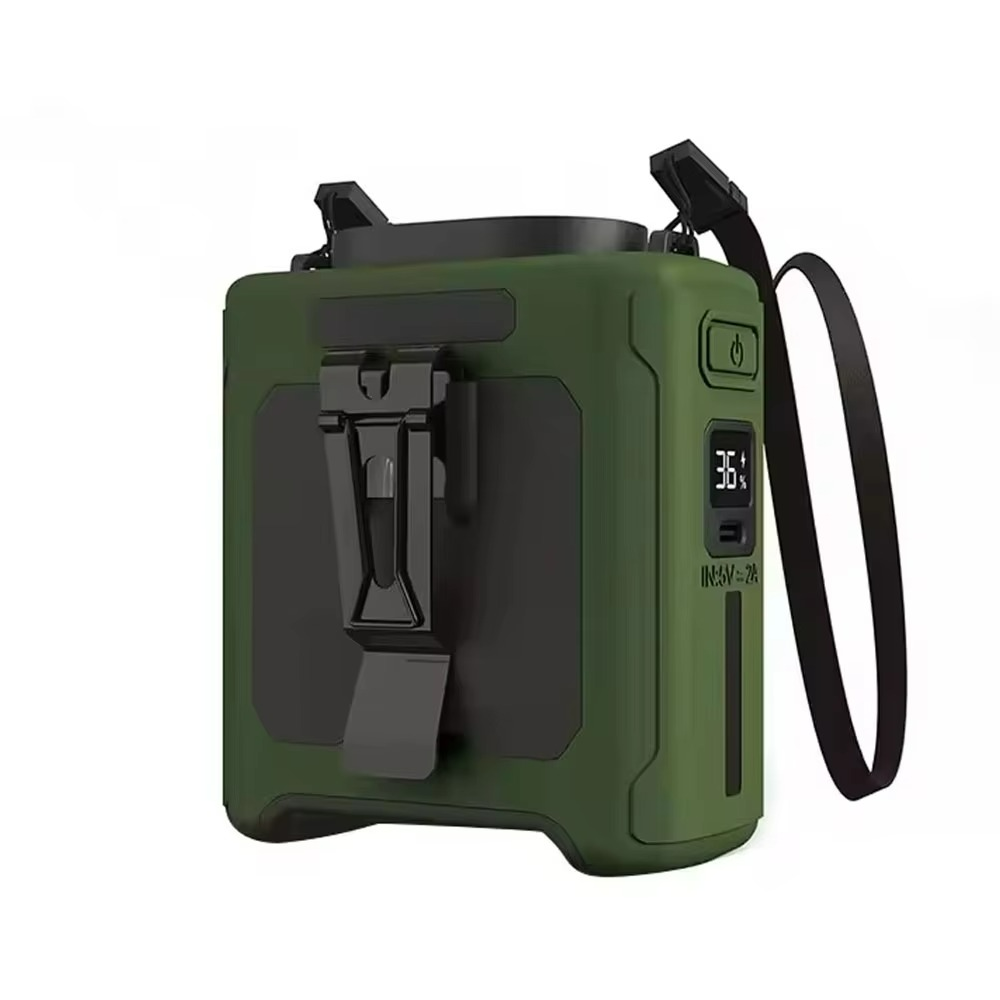 Carvallo Herrventilator Venturo Noble | 20.000 mAh Powerbank | Bälteklämma & LED-lampa | Kompakt 8,6 × 9,8 cm