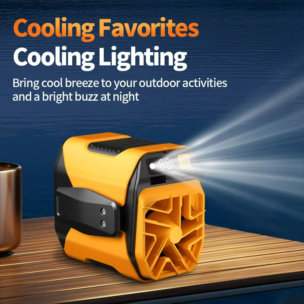 Carvallo Herrventilator Venturo Noble | 20.000 mAh Powerbank | Bälteklämma & LED-lampa | Kompakt 8,6 × 9,8 cm