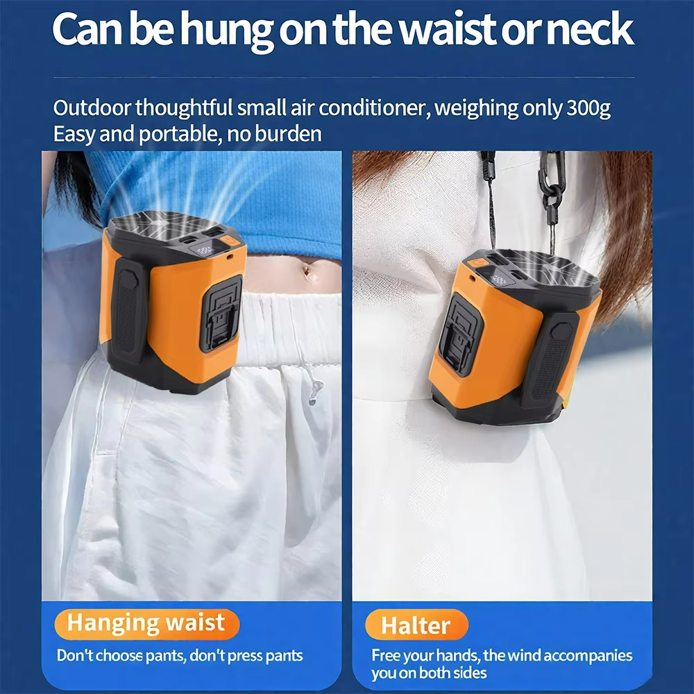 Carvallo Herrventilator Venturo Noble | 20.000 mAh Powerbank | Bälteklämma & LED-lampa | Kompakt 8,6 × 9,8 cm