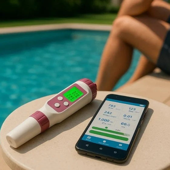 Digital pool tester – pH- och klor-mätare för enkel vattenanalys