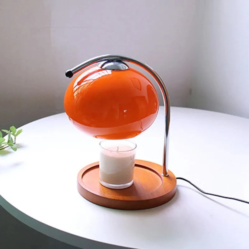 GlowSphere - Macaron Bordsamp av Glas med Träfat