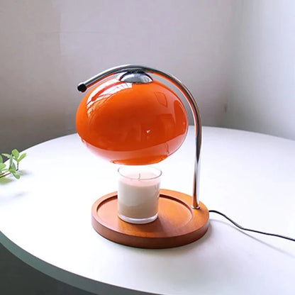 GlowSphere - Macaron Bordsamp av Glas med Träfat