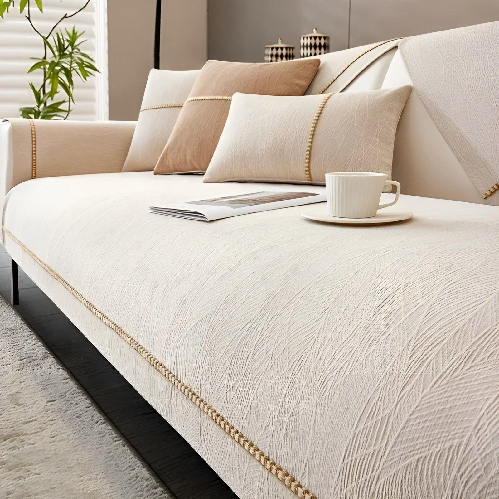 LuxeWrap Sofföverdrag - Modern anti-skratch sofföverdrag i linne