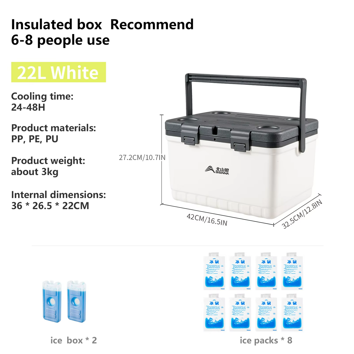 Carvallo Kylbox Utomhus | Upp till 48h Kylning | Livsmedelsäker & Robust | 6L / 13,5L / 22L