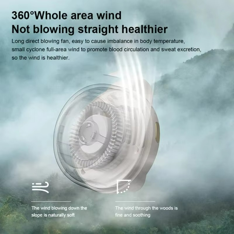 Carvallo Mini-kroppsvifta | Bladeless-design | 360° omgivande kylning | 23h batteritid | Att hänga eller klippa fast