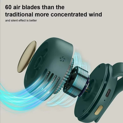 Carvallo Mini-kroppsvifta | Bladeless-design | 360° omgivande kylning | 23h batteritid | Att hänga eller klippa fast
