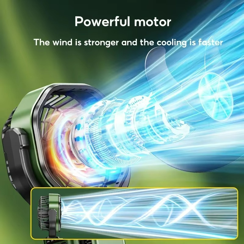 Carvallo Ventilator VenturoX TrailCool | 4 Vindstyrkor | LED-ljus & 6000 mAh Batteri | Bärbar & Uppladdningsbar | 34×5,9 cm