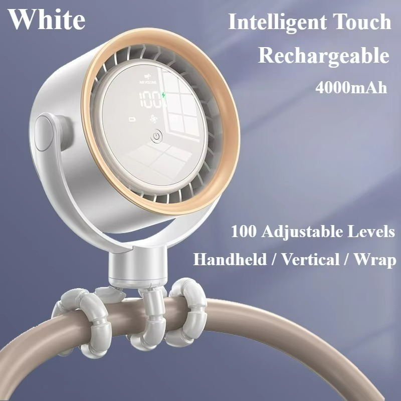 Carvallo Bärbar Mini-fläkt | 360° Flex-design | 100 hastigheter | Ice-Cooling teknik | LED-skärm | 12,5 × 8,5 × 3 cm