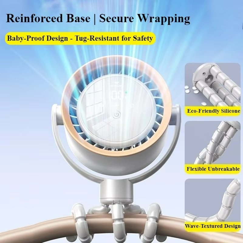 Carvallo Bärbar Mini-fläkt | 360° Flex-design | 100 hastigheter | Ice-Cooling teknik | LED-skärm | 12,5 × 8,5 × 3 cm