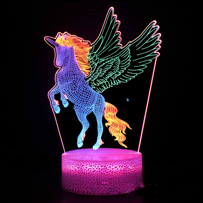 LumiUnicorn - 3D LED Naturlampa med Färgändring och Magisk Design