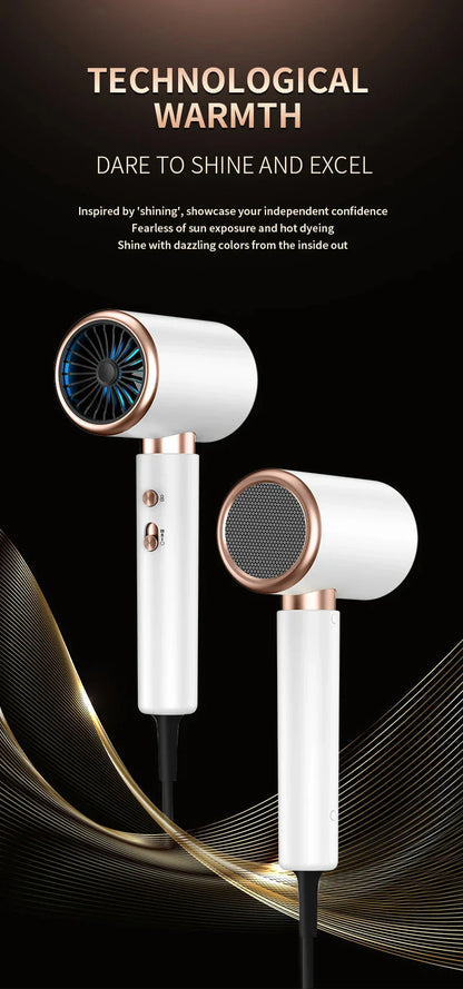 Högpresterande hårtork 2400W med kall- och varmluftsfunktion - Ionteknologi