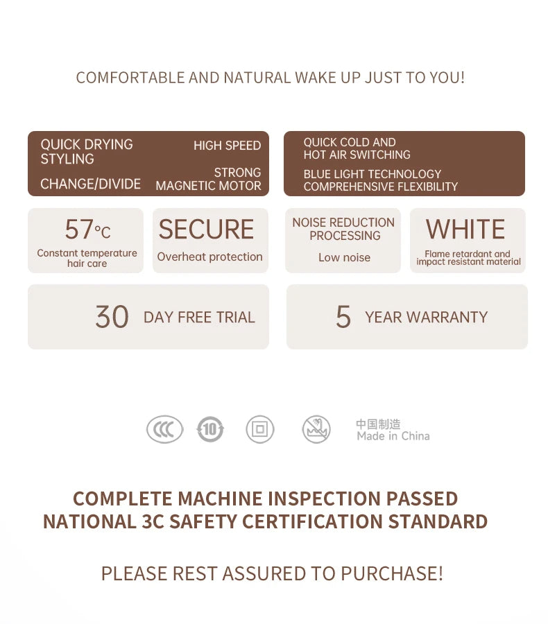 Carvallo Pro 2400 Hårtork 2400W | Ionteknologi | Ljuskälla & Kall luft | Lätt & Ergonomisk