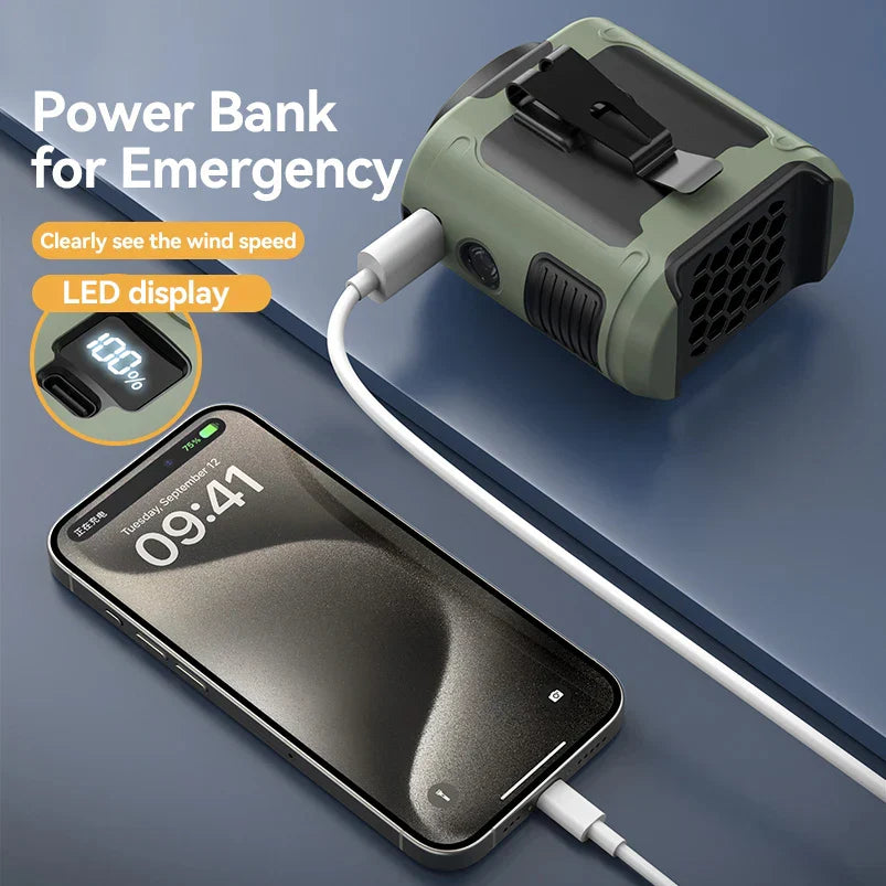 Royaleva 6000mAh Utomhus Bärbar Midje Fläkt för Kall Luft