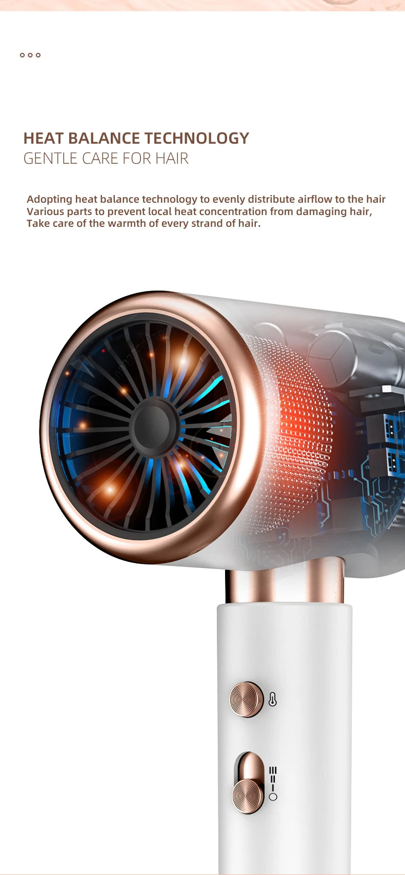 Carvallo Pro 2400 Hårtork 2400W | Ionteknologi | Ljuskälla & Kall luft | Lätt & Ergonomisk