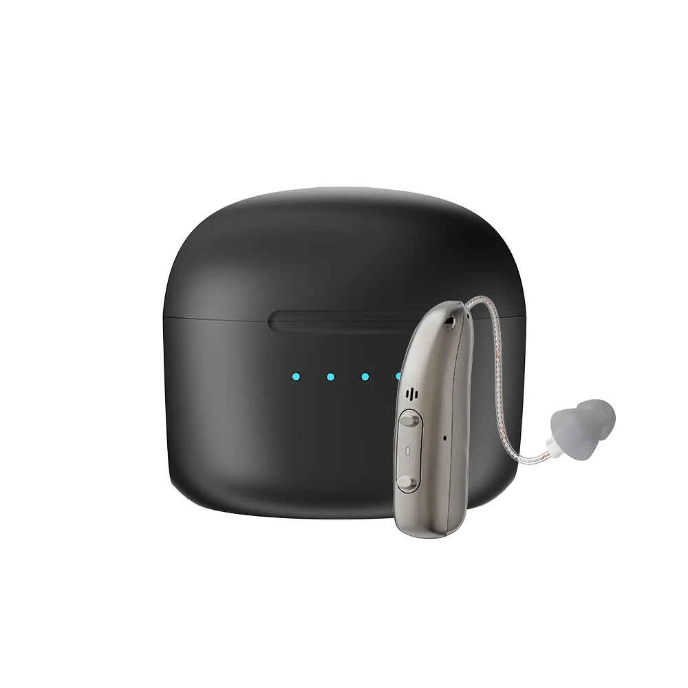 Uppladdningsbara Bluetooth-hörselhjälpmedel för äldre med appkontroll och 4 ljudlägen